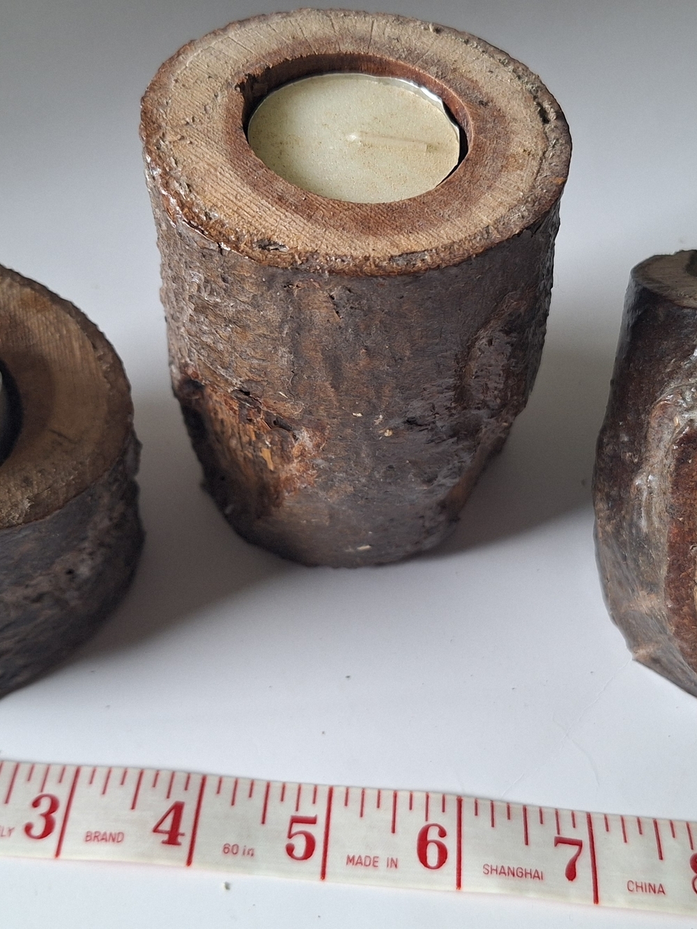 Set Of 3 Rustic Brown Birch Log Tealight Candle Holder - Handmade - Picture 3 of 10
